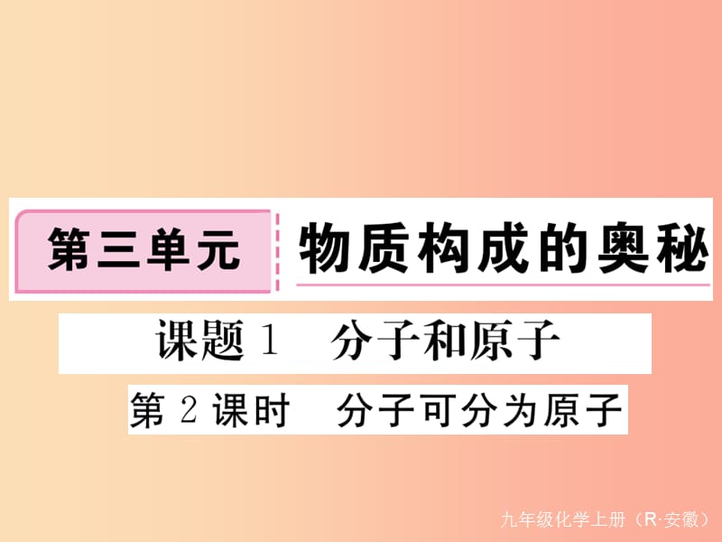 九年级化学上册 第三单元 物质构成的奥秘 课题1 分子和原子 第2课时 分子可分为原子练习（含2019模拟）.ppt_第1页