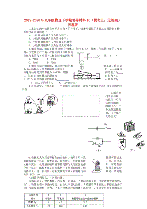 2019-2020年九年級(jí)物理下學(xué)期輔導(dǎo)材料16（提優(yōu)班無答案） 蘇科版.doc