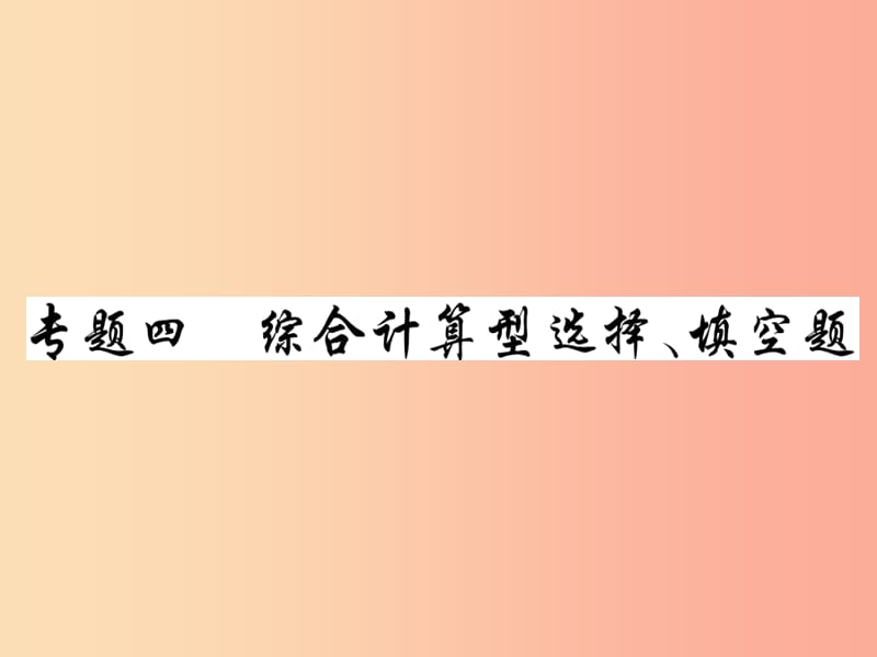 2019中考物理 第二部分 重点题型突破 专题四 综合计算型选择、填空题复习精讲课件.ppt_第1页