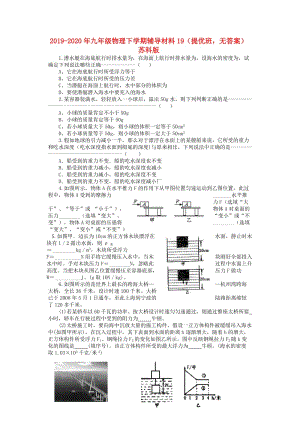 2019-2020年九年級(jí)物理下學(xué)期輔導(dǎo)材料19（提優(yōu)班無答案） 蘇科版.doc