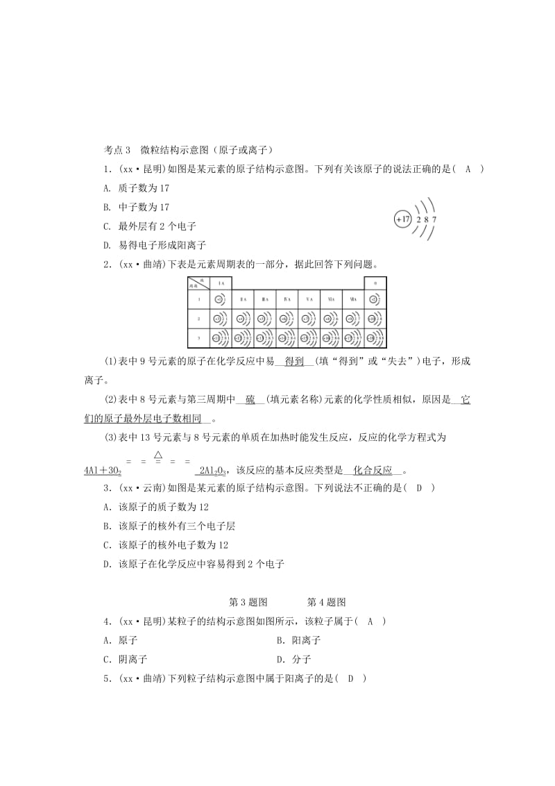 2019-2020年中考化学第一部分第3单元 物质构成的奥秘试题（含答案）.doc_第2页