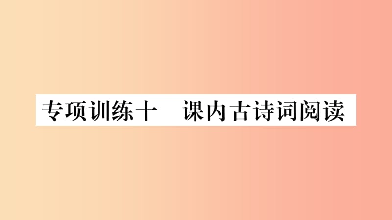 四川省2019年中考语文 专题10 课外古诗词阅读精练课件.ppt_第1页