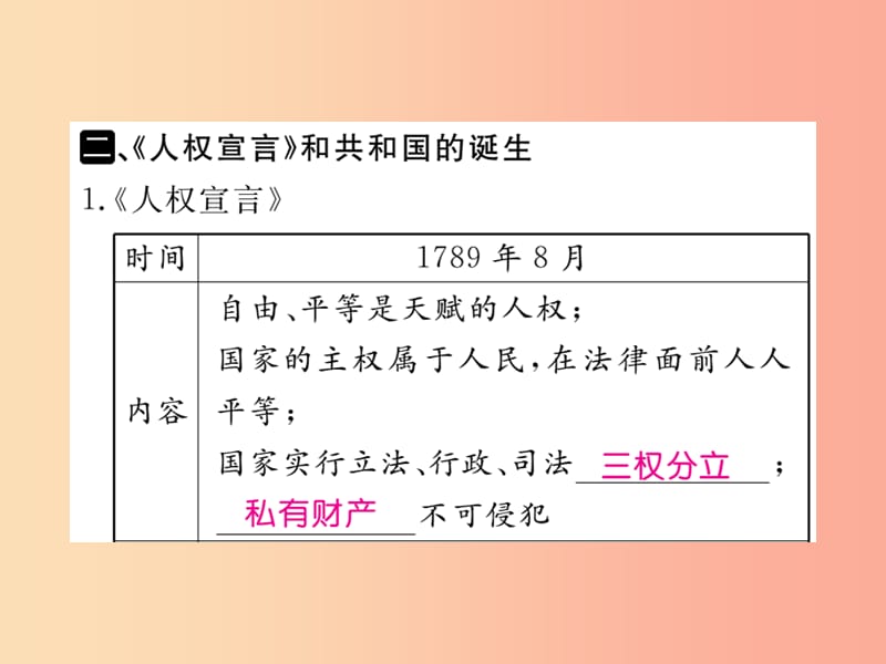 2019年秋九年级历史上册 第六单元 欧美资产阶级革命 第17课 法国大革命和拿破仑帝国习题课件 川教版.ppt_第3页