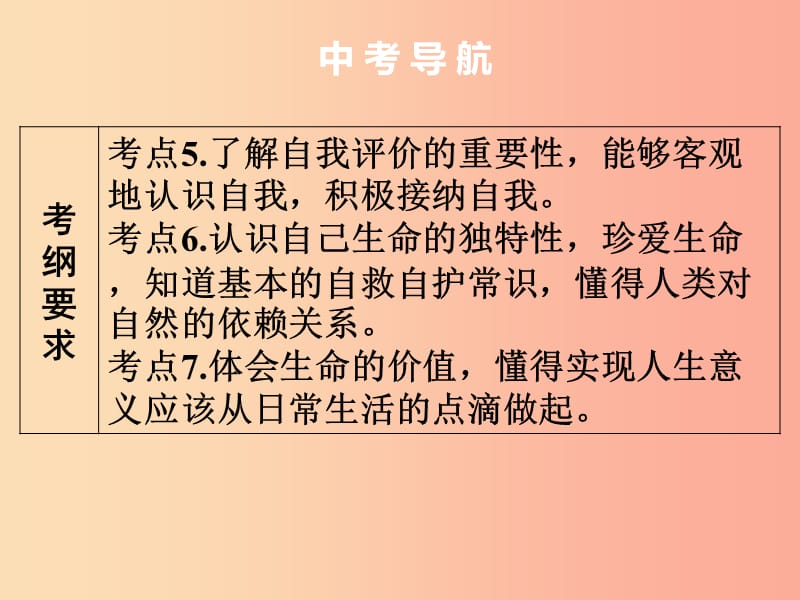 中考道德与法治复习 第二部分 考点梳理 第一单元 心理健康 第一节 认识自我 珍爱生命 .ppt_第3页