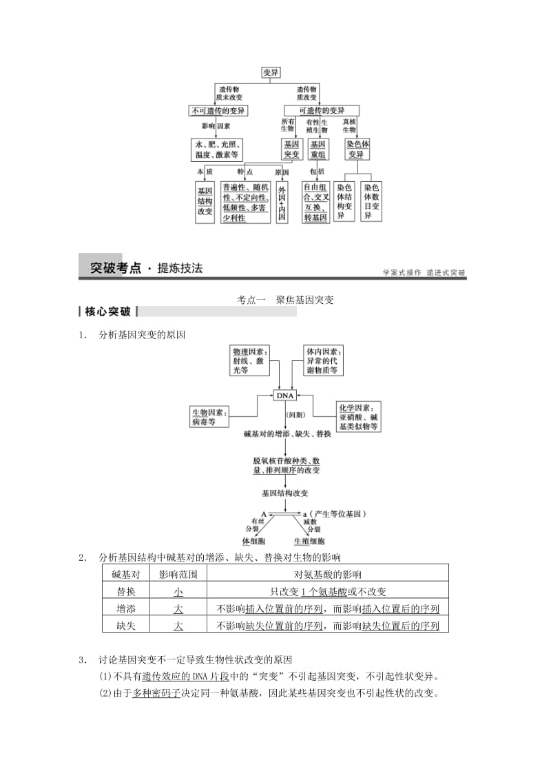 2019-2020年高考生物大一轮复习 第七单元 第21讲 基因突变和基因重组教案.DOC_第3页