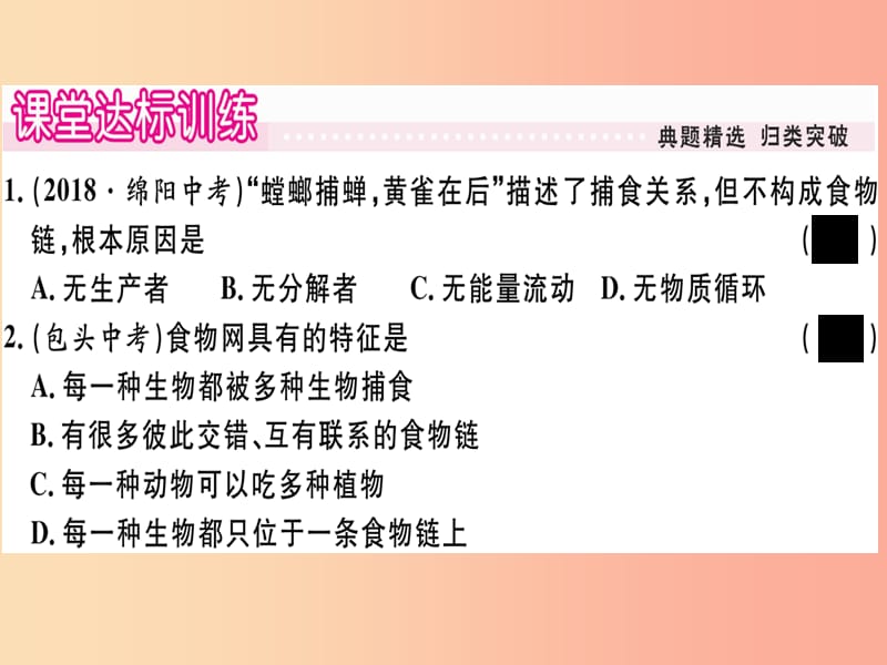 2019春八年级生物下册第8单元第23章第3节生态系统的结构和功能习题课件（新版）北师大版.ppt_第2页