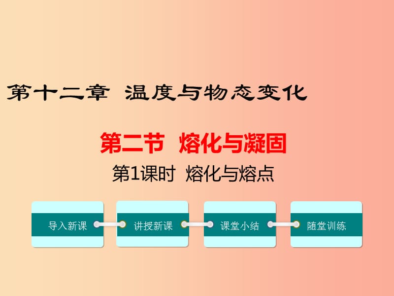 九年级物理全册 第十二章 第二节 熔化与凝固（第1课时 熔化与熔点）课件 （新版）沪科版.ppt_第1页