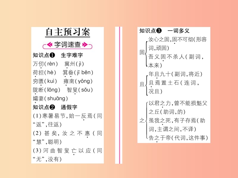 2019年八年级语文上册 第六单元 22 愚公移山（古文今译）习题课件 新人教版.ppt_第2页