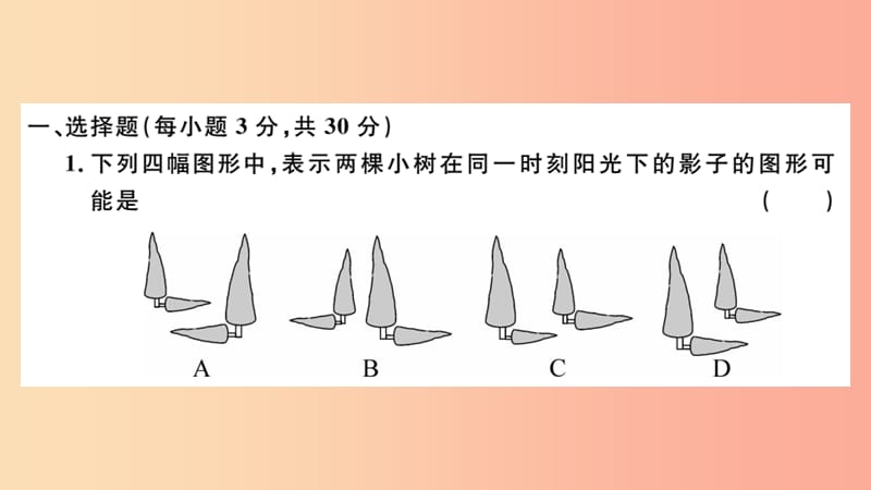 2019春九年级数学下册 第二十九章 投影与视图检测卷习题讲评课件 新人教版.ppt_第2页