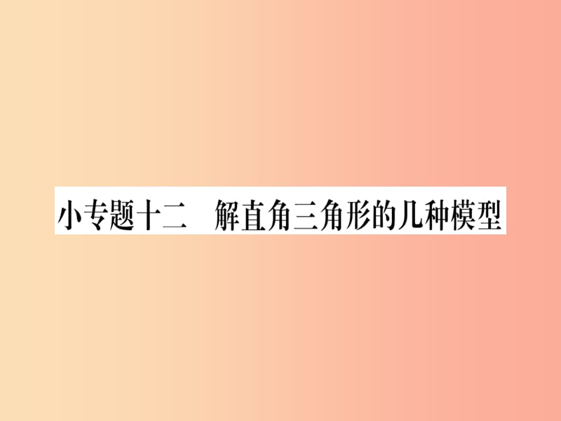 2019秋九年级数学上册 第24章 解直角三角形 小专题（12）解直角三角形的几种模型作业课件 华东师大版.ppt_第1页