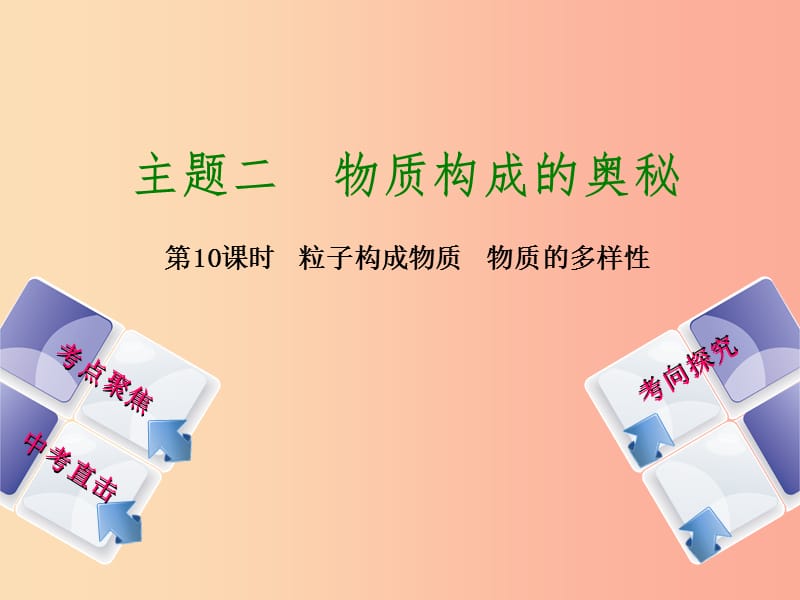 2019届中考化学专题复习 第10课时 粒子构成物质 物质的多样性课件 新人教版.ppt_第1页