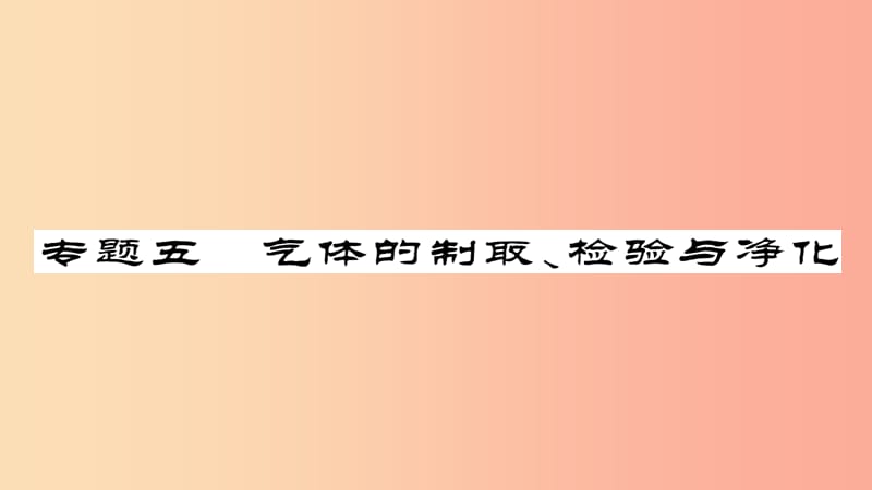 2019年中考化学总复习 第二轮 专题训练 提升能力 专题五 气体的制取检验与净化课件.ppt_第1页