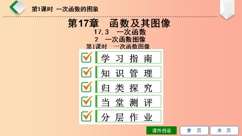 八年级数学下册第17章函数及其图象17.3一次函数2一次函数的图象第1课时一次函数的图象华东师大版.ppt_第1页