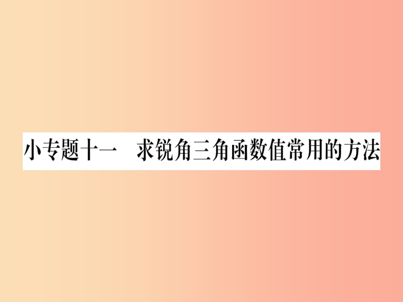 2019秋九年级数学上册 第24章 解直角三角形 小专题（11）求锐角三角函数值常用的方法作业课件 华东师大版.ppt_第1页