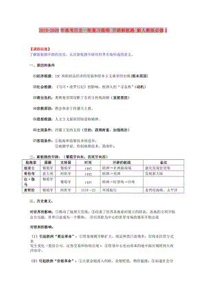 2019-2020年高考?xì)v史一輪復(fù)習(xí)提綱 開辟新航路 新人教版必修2.doc