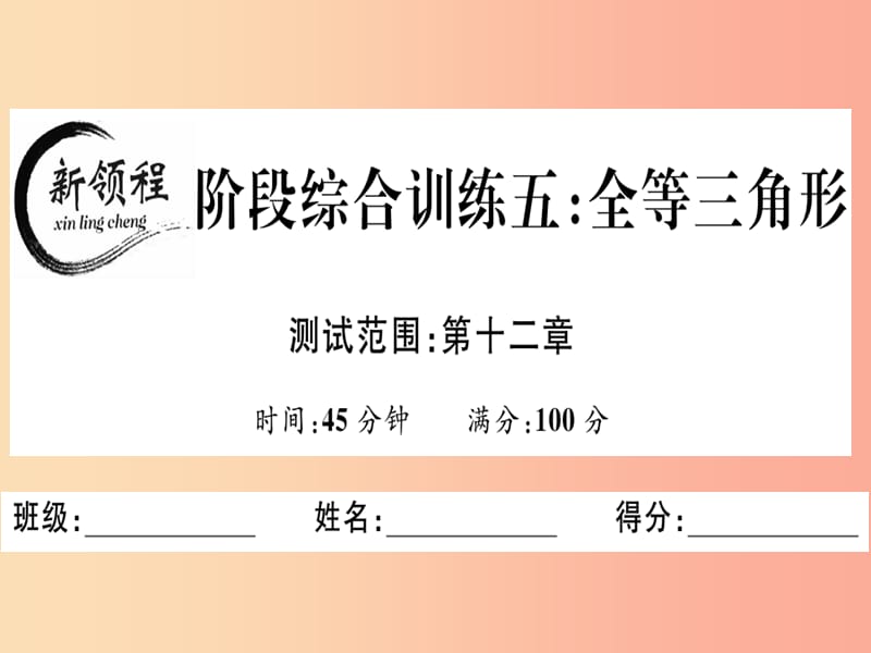 八年级数学上册阶段综合训练五全等三角形习题讲评课件 新人教版.ppt_第1页