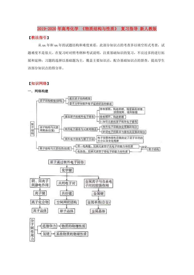 2019-2020年高考化学 《物质结构与性质》 复习指导 新人教版.doc_第1页