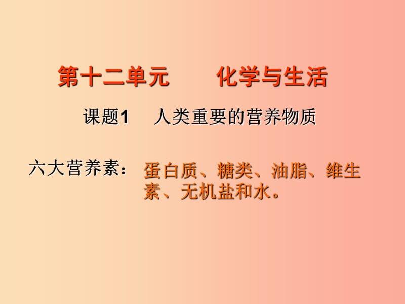 2019春九年级化学下册 12 化学与生活 课题1 人类重要的营养物质课件 新人教版.ppt_第2页