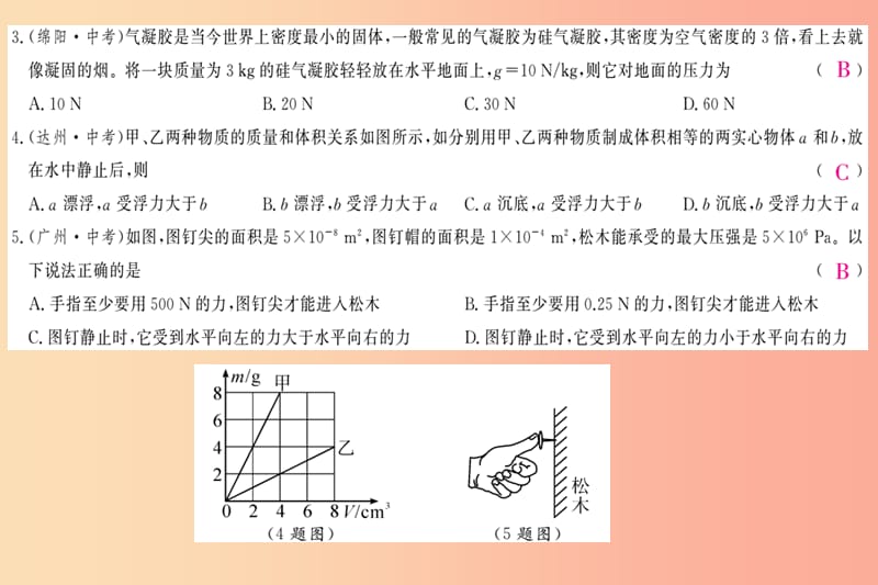 四川省绵阳市2019年中考物理 压强和浮力专题检测复习课件.ppt_第2页