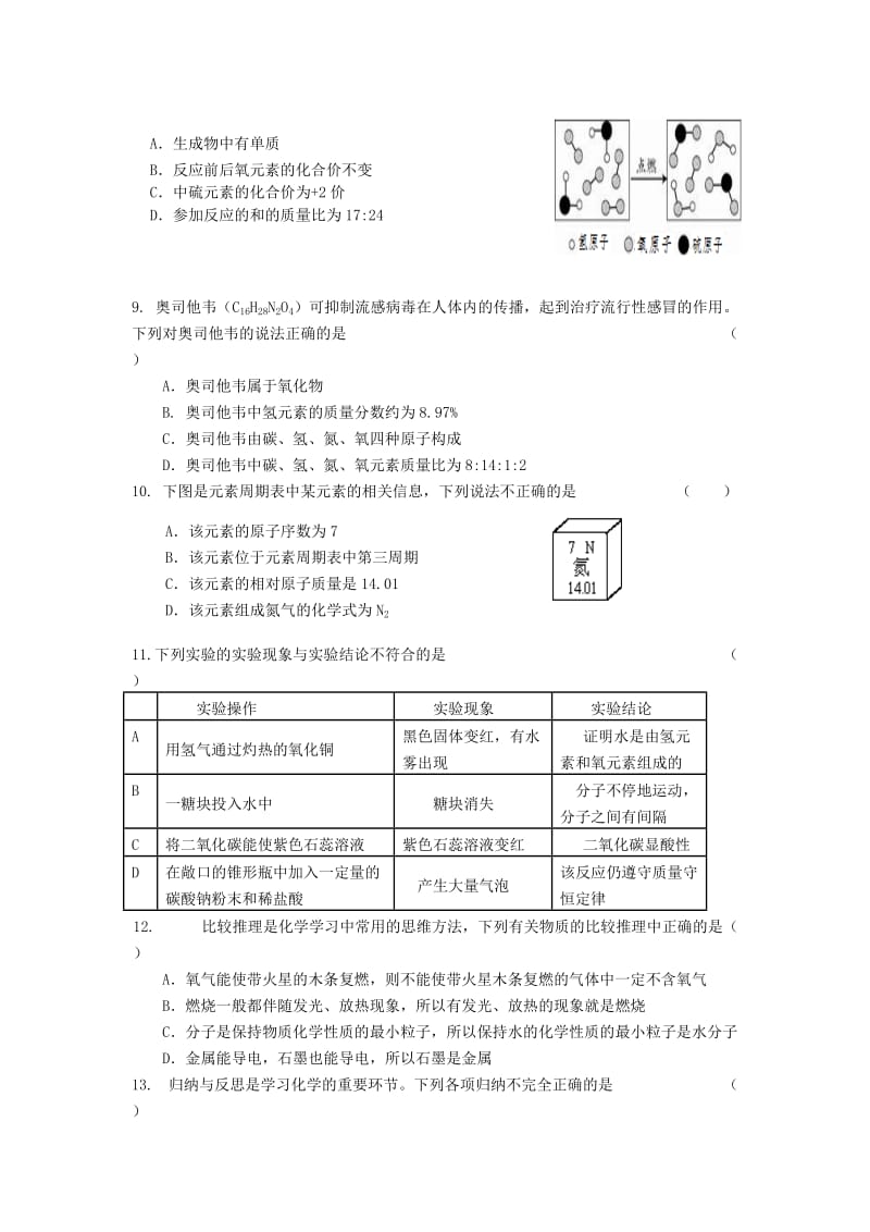 2019-2020年九年级化学12月月考试题 新人教版.doc_第2页