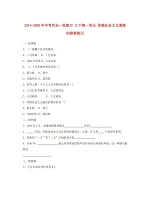 2019-2020年中考?xì)v史一輪復(fù)習(xí) 九下第一單元 蘇聯(lián)社會(huì)主義道路的探索練習(xí).doc