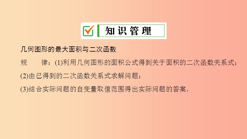 九年级数学上册 第22章 二次函数 22.3 实际问题与二次函数 第1课时 二次函数与图形面积问题 新人教版.ppt_第3页