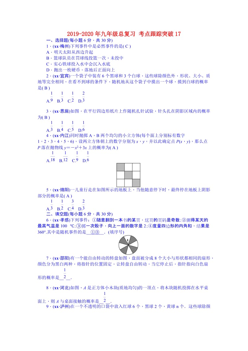 2019-2020年九年级总复习 考点跟踪突破17.doc_第1页