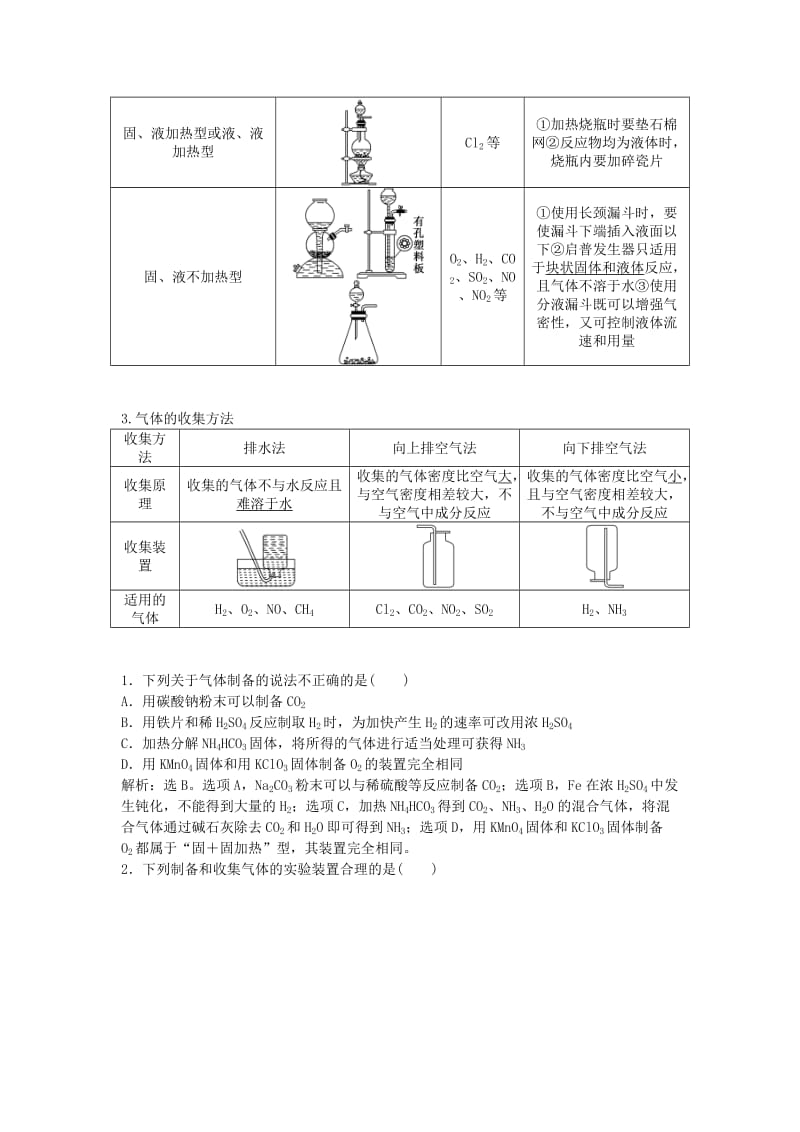 2019-2020年高考化学大一轮复习 第十章 化学实验 第二讲 常见物质的制备讲义.doc_第2页