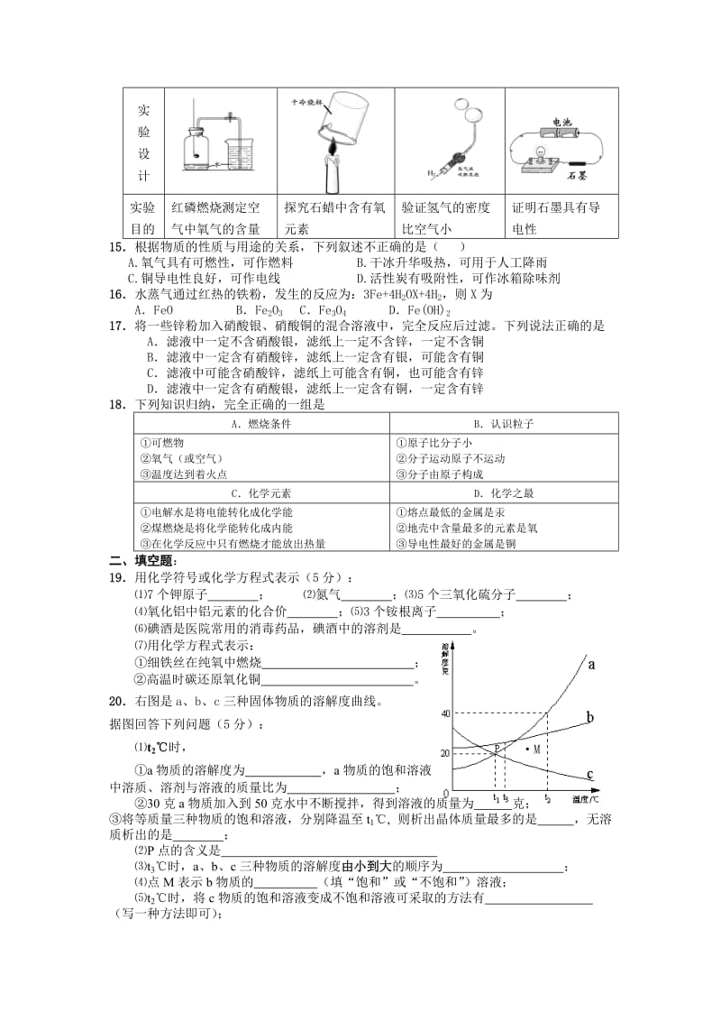 2019-2020年九年级模底考试化学试题.doc_第2页