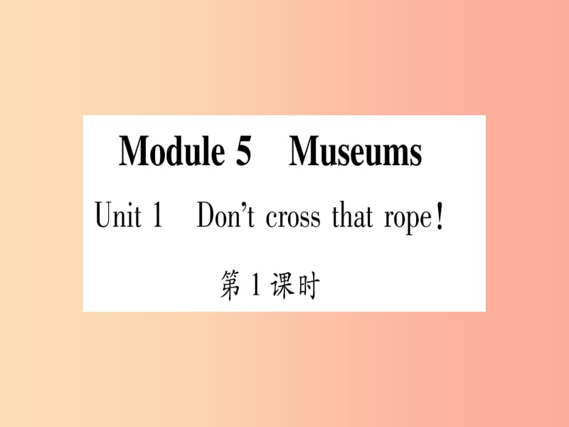 广西2019秋九年级英语上册 Module 5 Museums Unit 1 Don’t cross that rope习题课件 外研版.ppt_第1页