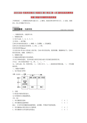 2019-2020年高考生物大一輪復(fù)習(xí) 第一單元 第4講 遺傳信息的攜帶者 核酸 細(xì)胞中的糖類和脂質(zhì)教案.doc