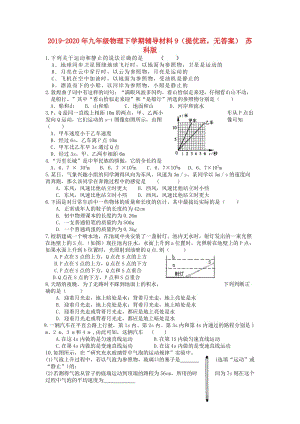 2019-2020年九年級(jí)物理下學(xué)期輔導(dǎo)材料9（提優(yōu)班無(wú)答案） 蘇科版.doc