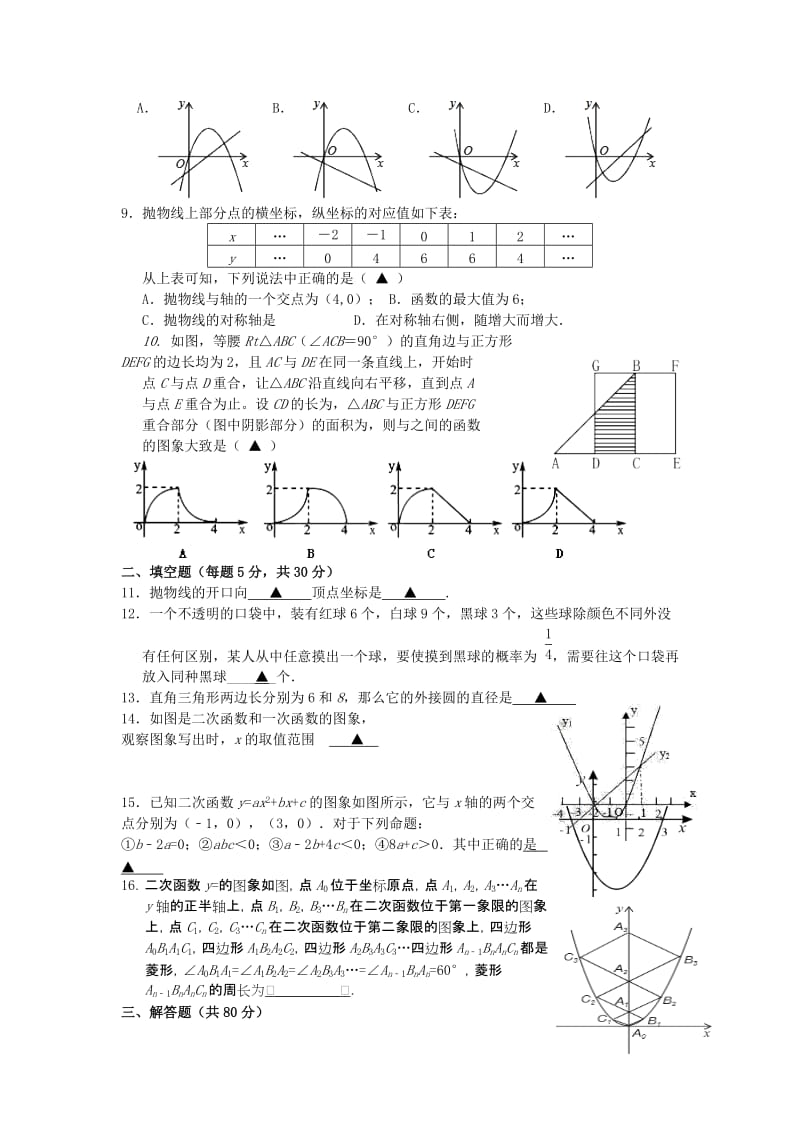 2019-2020年九年级数学10月月考试题 浙教版.doc_第2页