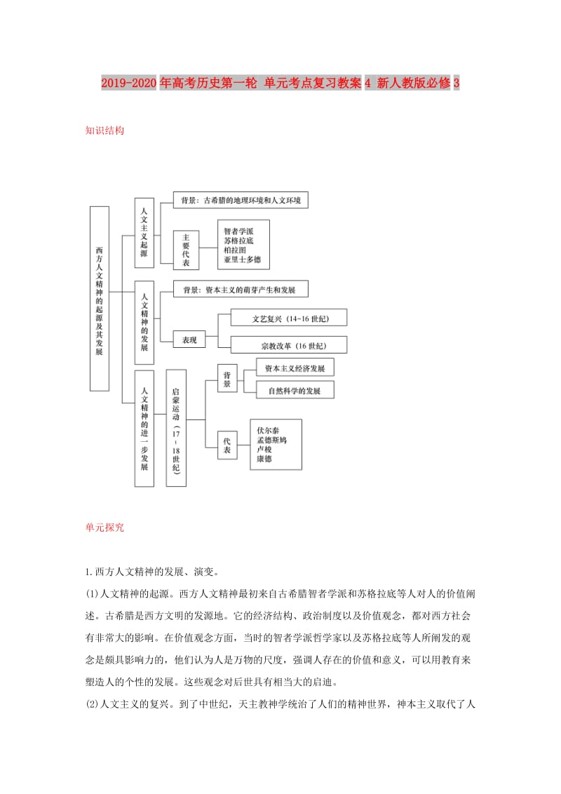 2019-2020年高考历史第一轮 单元考点复习教案4 新人教版必修3.doc_第1页