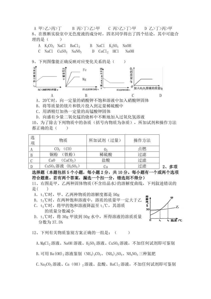 2019-2020年九年级下学期期中考试化学试题(IV).doc_第2页