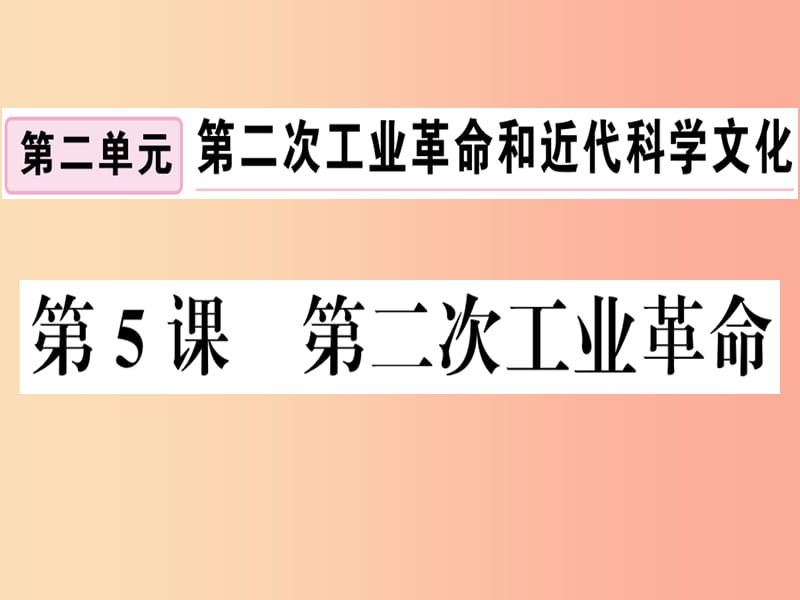 九年级历史下册 第二单元 第二次工业革命和近代科学文化 第5课 第二次工业革命习题课件 新人教版.ppt_第1页