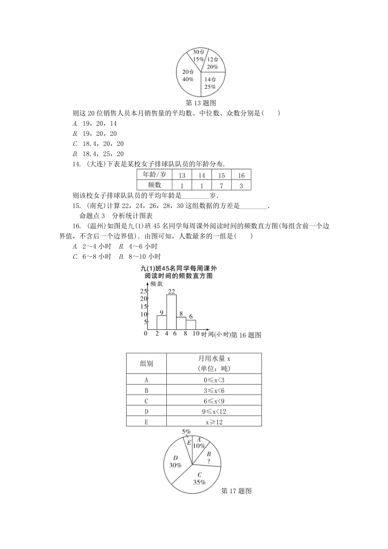 2019-2020年中考数学复习第8章统计与概率统计试题.doc_第3页