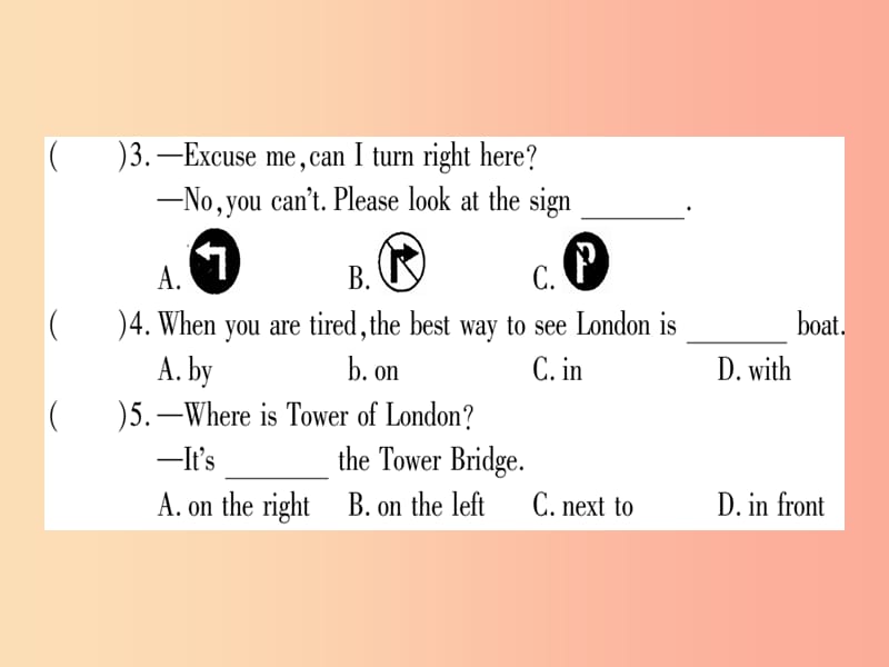 2019年春七年级英语下册 Module 6 Around Town Unit 3 Language in use习题课件（新版）外研版.ppt_第3页