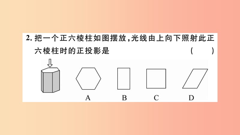 安徽专用2019春九年级数学下册第29章投影与视图29.1投影第2课时正投影习题讲评课件 新人教版.ppt_第3页