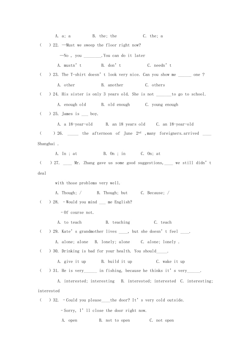 2019-2020年八年级上学期期中英语试题(III).doc_第3页