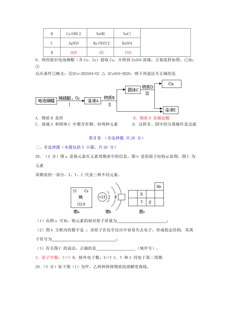 2019-2020年中考化学模拟题（二含答案）.doc_第3页