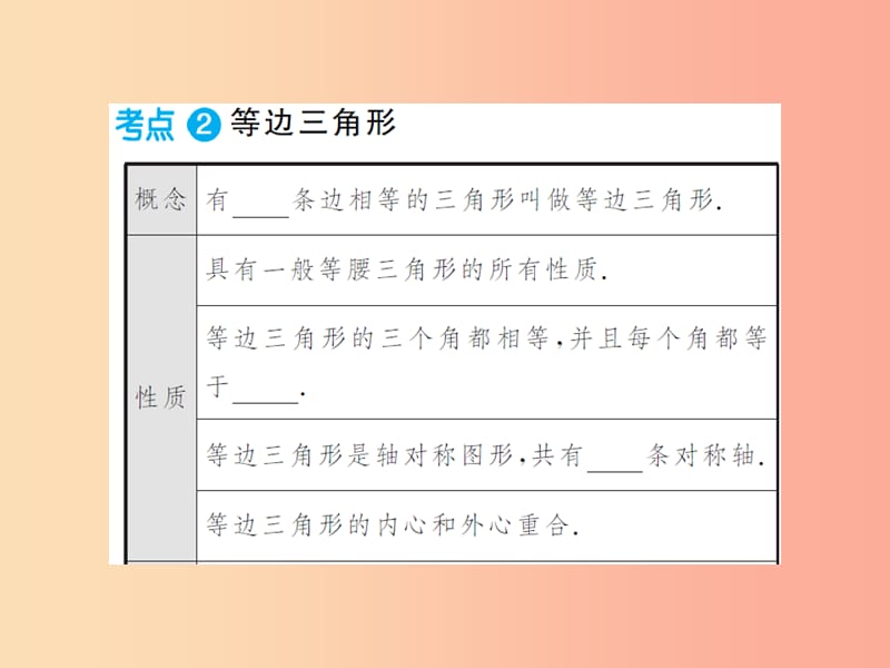 2019年中考数学总复习 第四章 图形的初步认识与三角形 第三节 等腰三角形与直角三角形课件.ppt_第3页