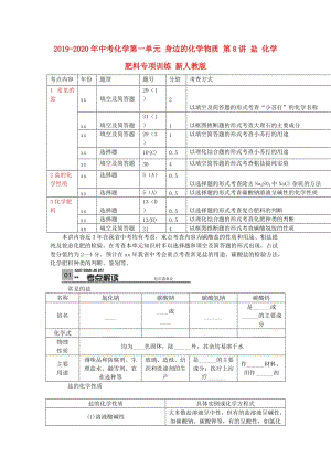 2019-2020年中考化學(xué)第一單元 身邊的化學(xué)物質(zhì) 第8講 鹽 化學(xué)肥料專項訓(xùn)練 新人教版.doc