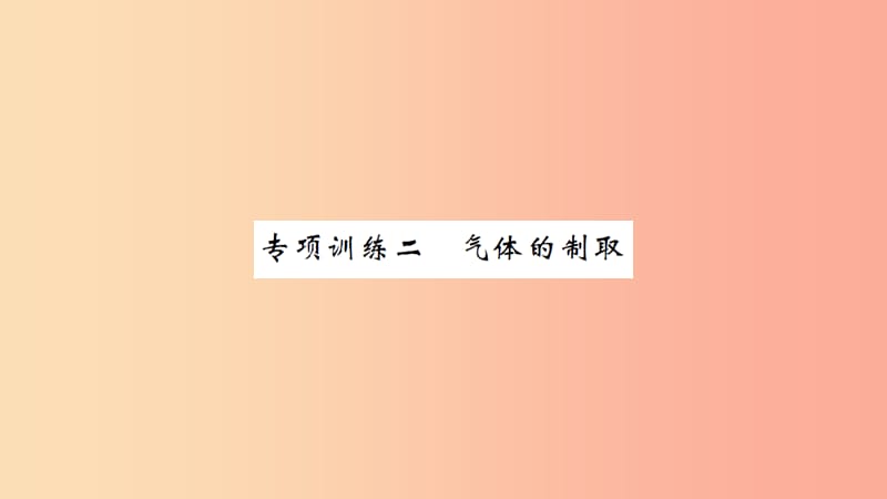 湖北省2019中考化学一轮复习 专项训练二 气体的制取习题课件.ppt_第1页