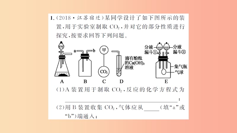 湖北省2019中考化学一轮复习 专项训练二 气体的制取习题课件.ppt_第2页