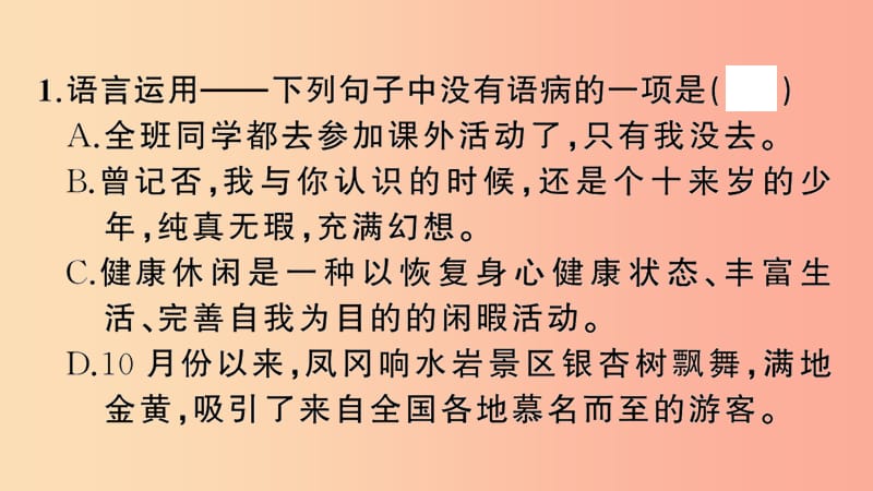 2019年七年级语文上册 期末专题复习四 病句辨析课件 新人教版.ppt_第2页