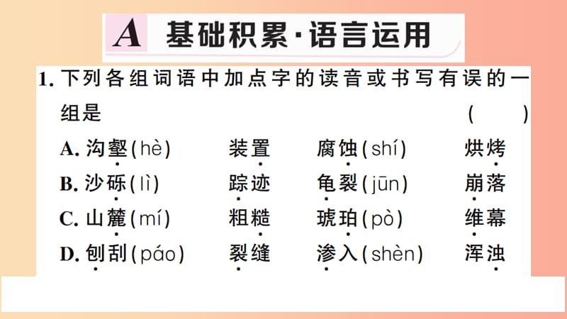 武汉专版2019春八年级语文下册第二单元8时间的脚印习题课件新人教版.ppt_第2页