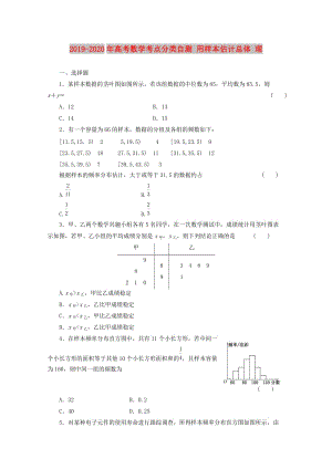 2019-2020年高考數(shù)學(xué)考點分類自測 用樣本估計總體 理.doc