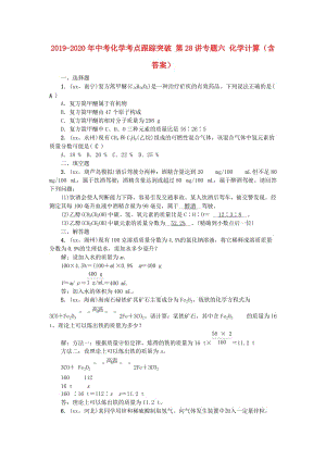 2019-2020年中考化學(xué)考點(diǎn)跟蹤突破 第28講專題六 化學(xué)計(jì)算（含答案）.doc