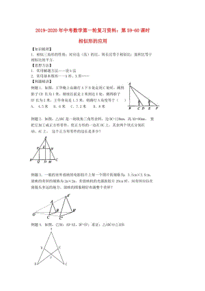 2019-2020年中考數(shù)學(xué)第一輪復(fù)習(xí)資料：第59-60課時(shí) 相似形的應(yīng)用.doc